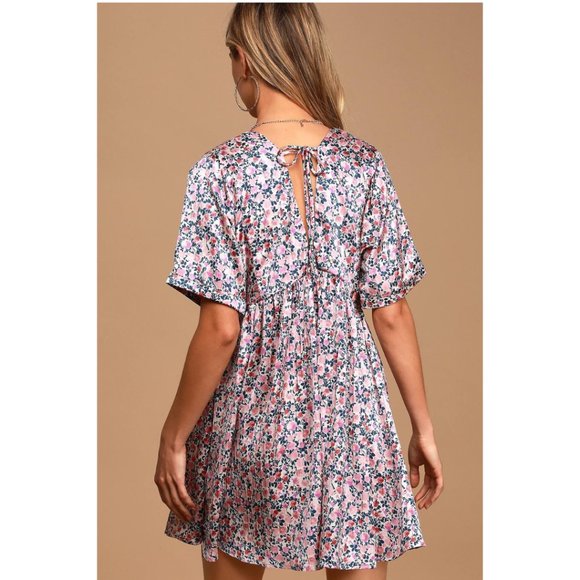 Lulu's Express Yourself Floral Print Satin Babydoll Dress - Picture 4 of 5